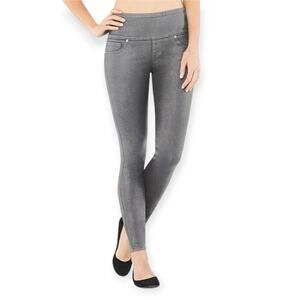 SPANX Solace Wax Denim Legging SIZE L Pewter Gray High Rise Pull-On Yoga Pants